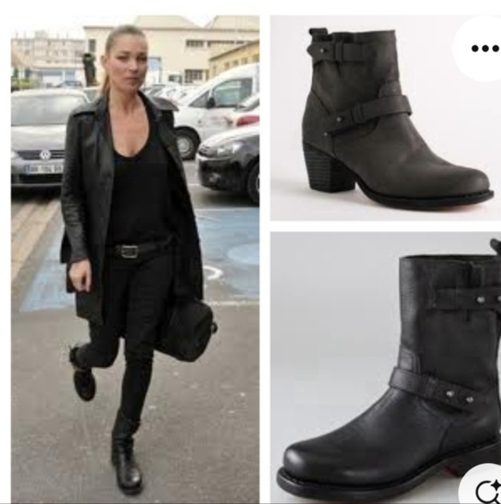 Rag & Bone Y2K Distressed Leather Slouchy Boho Moto Grey Brown Buckled Boot 8